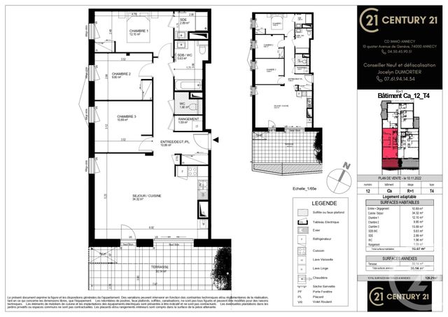 Appartement T4 à vendre - 4 pièces - 90.07 m2 - 74 - RHONE-ALPES - Century 21 Cd Immo
